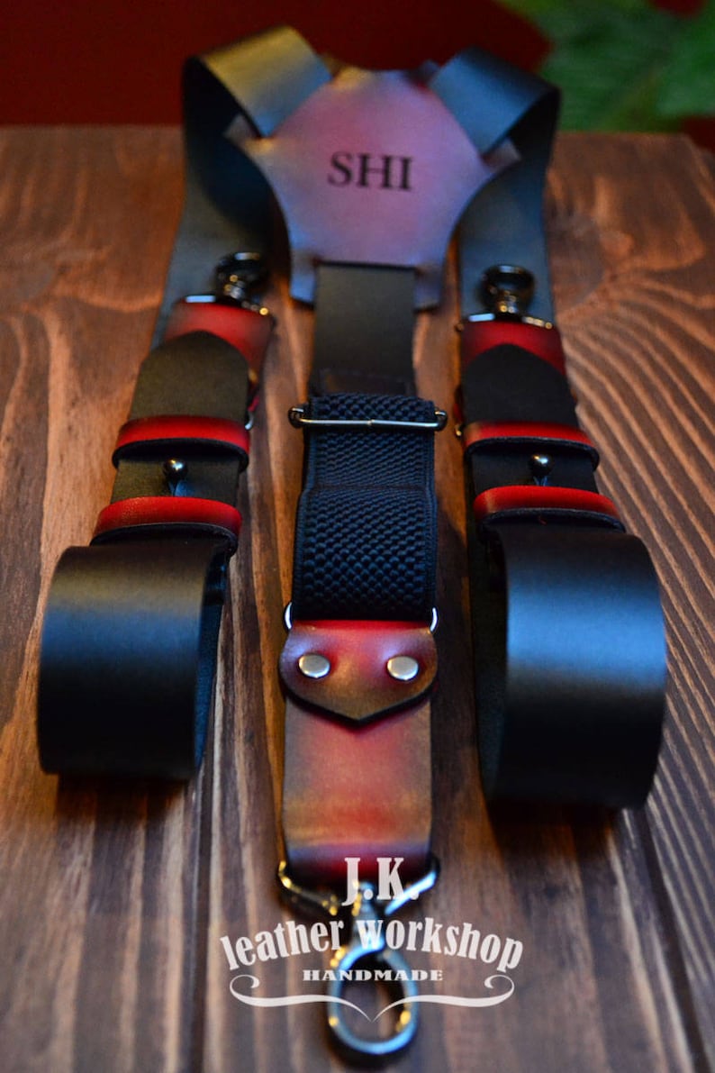 Personalized leather suspenders Leather suspenders with Etsy