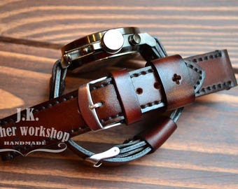 Leather watch band Watch band Men's leather watch band Watch strap 18mm 20mm 22mm 24mm Gift for him Men's gifts Father's gifts Brown strap
