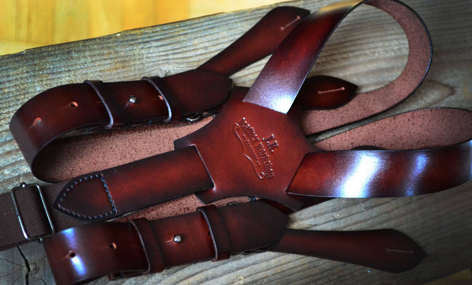 Mens Leather suspenders Personalized Mens suspenders Brown Etsy