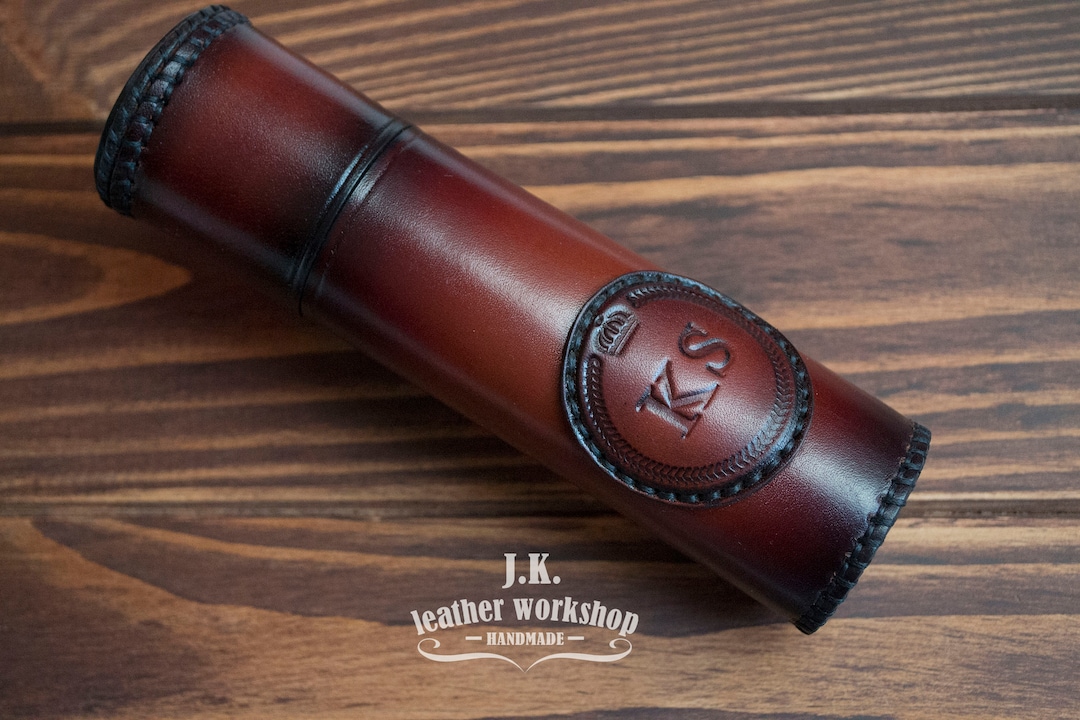 Custom Leather Pencil Case. Personalized Pencil Organizer. Monogrammed