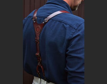 Leather suspenders Mens leather suspenders Leather harness Personalized gift Wedding suspenders Gifts for him Grooms gift Groomsmen gifts