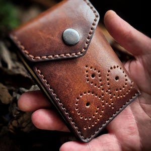 Leather wallet Front pocket Minimalist wallet Slim Cardholder Men&#39;s wallet Gift for him Cashback leather wallet Birthday gift Anniversary