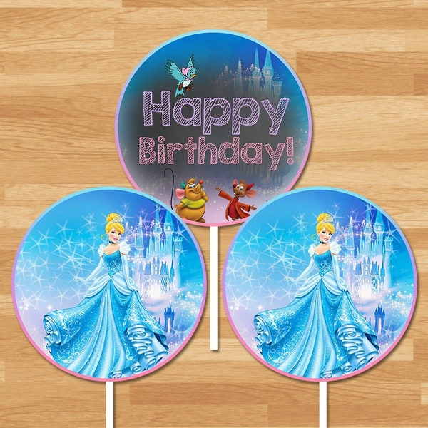 Cinderella Centerpiece - Chalkboard - Cinderella Happy Birthday Sign - Disney Princess Centerpiece - Cinderella Party Printable 100442