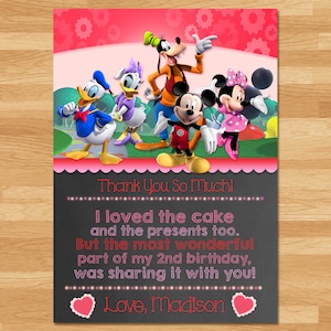 Mickey Mouse Clubhouse Parteibevorzugungen danke Karte - Tafel Pink - Micky Maus danke - Mickey Mouse Clubhouse Printables - Mickey V1