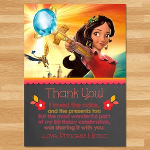 Cartão de agradecimento de Elena de Avalor - Quadro-negro - Elena Obrigado - Princesa da Disney Obrigado - Princesa Elena para imprimir - Festa de Elena de Avalor