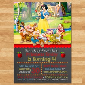 Invitación de Blancanieves - Invitación de Blancanieves - Invitación de Princesa Disney - Imprimibles de Princesa - Favores de fiesta de cumpleaños de Blancanieves - 100443