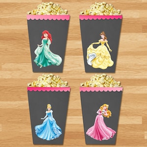 Disney Princess Mini Popcorn Boxes - Disney Princess Popcorn Boxes - Princess Party Favors - Princess Birthday Party Printable 100478