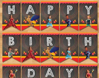 Elena of Avalor Birthday Banner - Chalkboard - Elena Happy Birthday Banner - Disney Princess Birthday Elena of Avalor Party Printable 100445