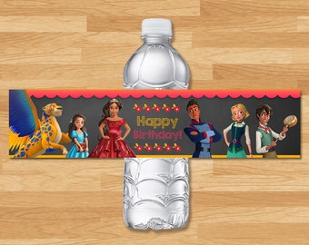Elena of Avalor Drink Label - Chalkboard - Elena Water Bottle Wrap - Disney Princess Water - Elena of Avalor Printable Party Favors