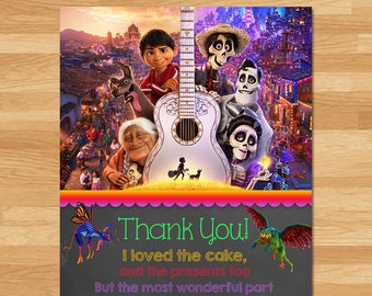 Coco Thank You Card - Chalkboard - Coco Thank You - Coco Disney Movie Party - Coco Birthday Party Favors - Coco Party Printables 100768