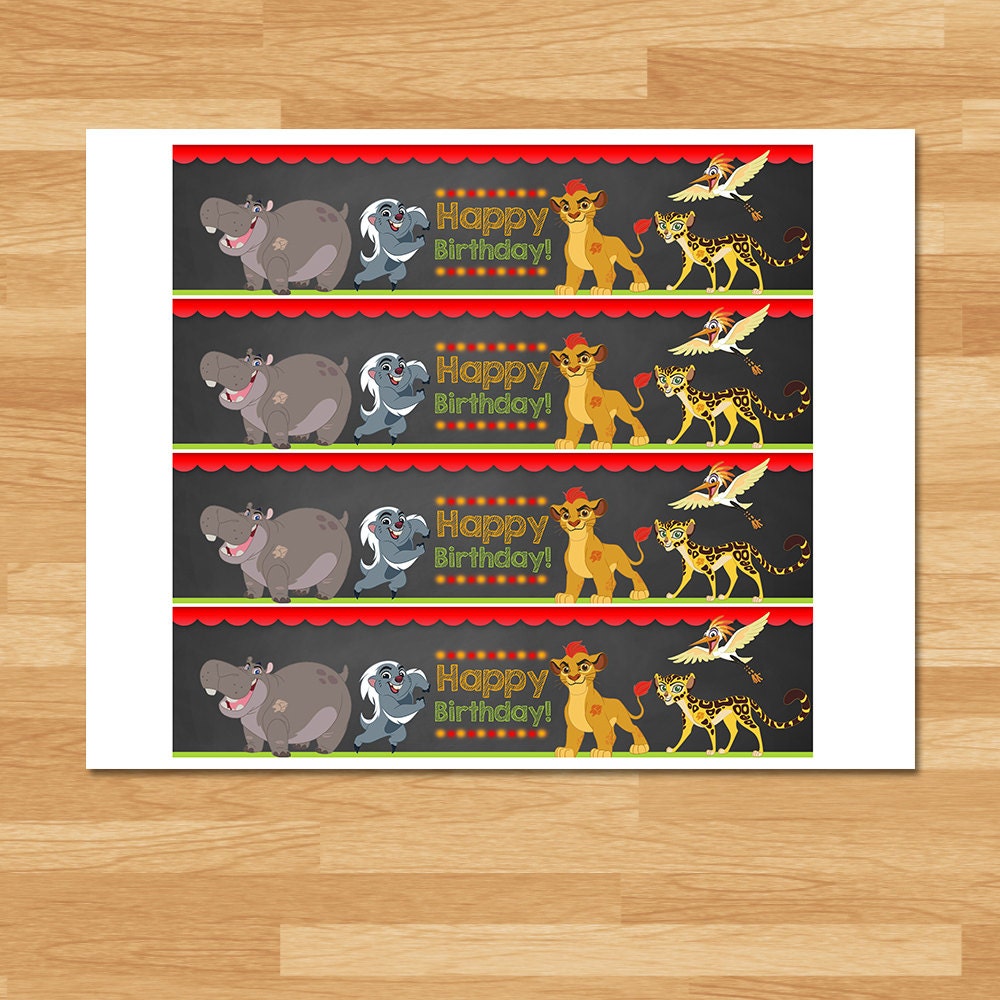 The Lion Guard Drink Label Chalkboard the Lion Guard Water - Etsy