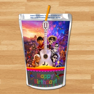 Coco Capri Sun Labels - Chalkboard - Coco Drink Label - Disney Coco Movie - Coco Juice Pouch Labels - Coco Birthday Party Printables 100768