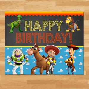 Toy Story Jessie & Bullseye Happy Birthday Sign Chalkboard - Girls Toy Story Birthday Party Sign - Jessie Cowgirl Party Printables - 100770
