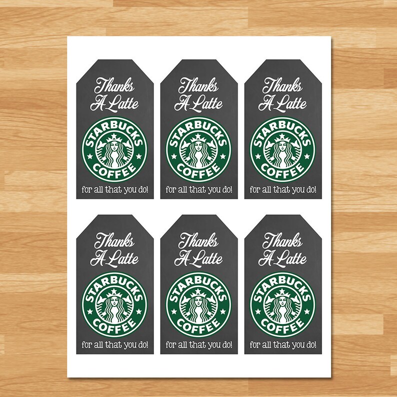 Starbucks Thank You Tag Thanks a Latte Thank You Tag Etsy