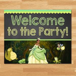 Princess and the Frog Welcome Party Sign - Chalkboard - Frog Princess Party Sign - Princess Tiana Party - Princess Party Printable 100444