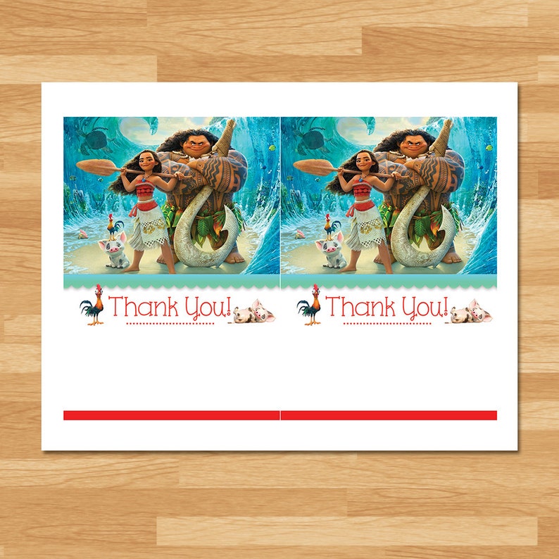 Moana Thank You Card Instant Download Chalkboard Moana | Etsy