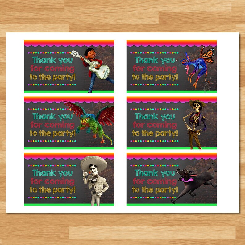 Coco Party Tags Chalkboard Coco Favor Tags Disney Coco Etsy