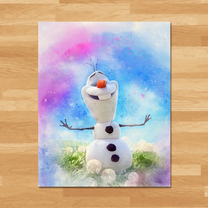 frozen olaf watercolor painting printable instant download etsy