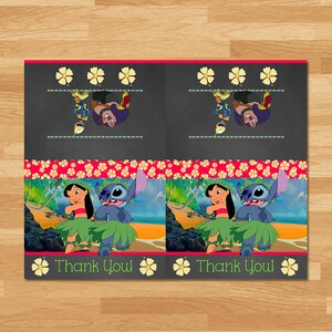 Lilo & Stitch Thank You Card Instant Download Folded Lilo and Stitch Thanks Lilo and Stitch Birthday Party Printables 100613 image 2