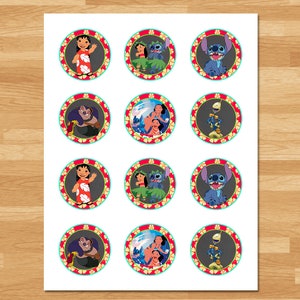 Lilo and Stitch Cupcake Toppers Lilo and Stitch Stickers Lilo and Stitch Party Favors Lilo and Stitch Party Printables 100613 image 2