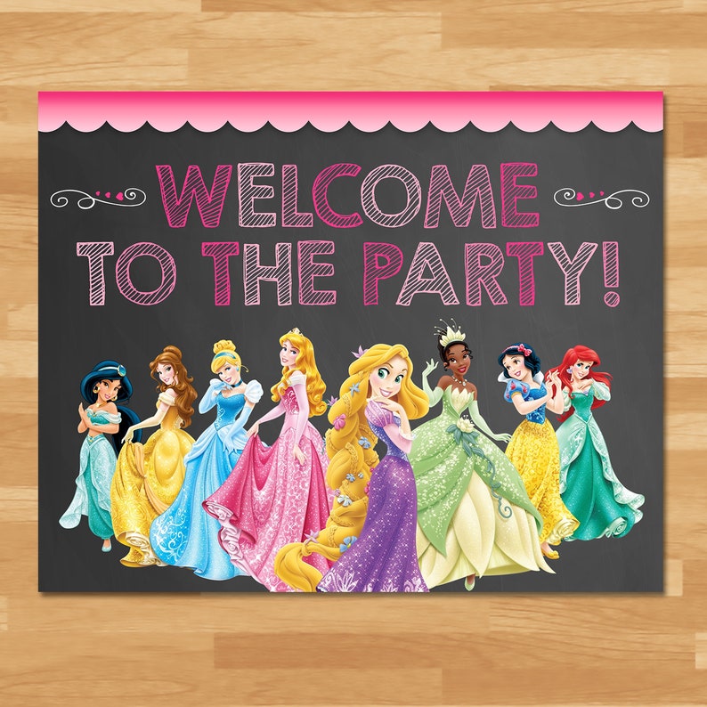 Disney Prinzessin Willkommen Geburtstag Schild - Tafel - Prinzessin Geburtstag Türschild - Prinzessin Geburtstagsparty - Prinzessin Printables - 100478