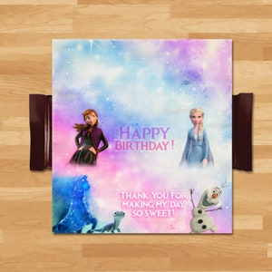 Frozen 2 Candy Wrapper - Watercolor - Disney Frozen 2 Chocolate Bar Wrapper - Anna Elsa Party Printables - Frozen 2 Birthday Party - 101021