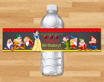 Snow White Drink Label - Snow White and 7 Dwarfs Water Bottle Label - Princess Printables - Snow White Birthday Party Favors - 100443