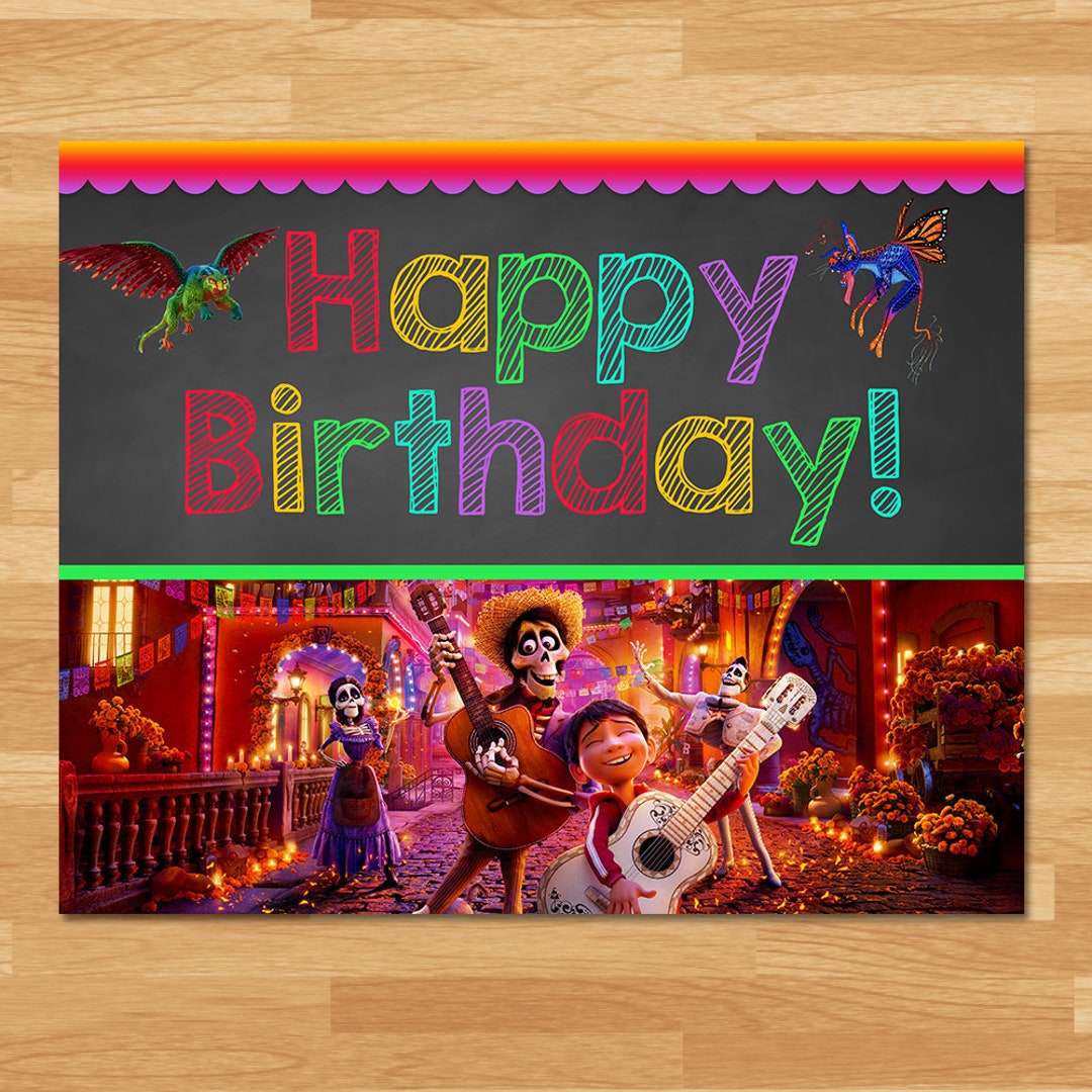Coco Birthday Sign Chalkboard Coco Happy Birthday Sign Disney Coco