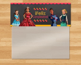 Elena of Avalor Candy Bag Toppers - Chalkboard Feliz Cumpleaños - Elena Ziptop Topper - Goody Bags - Elena of Avalor Party Favors Spanish V