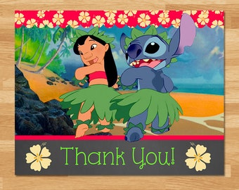 Lilo and Stitch 7x5 in. Birthday Party Invitation with FREE editable Thank  you Card