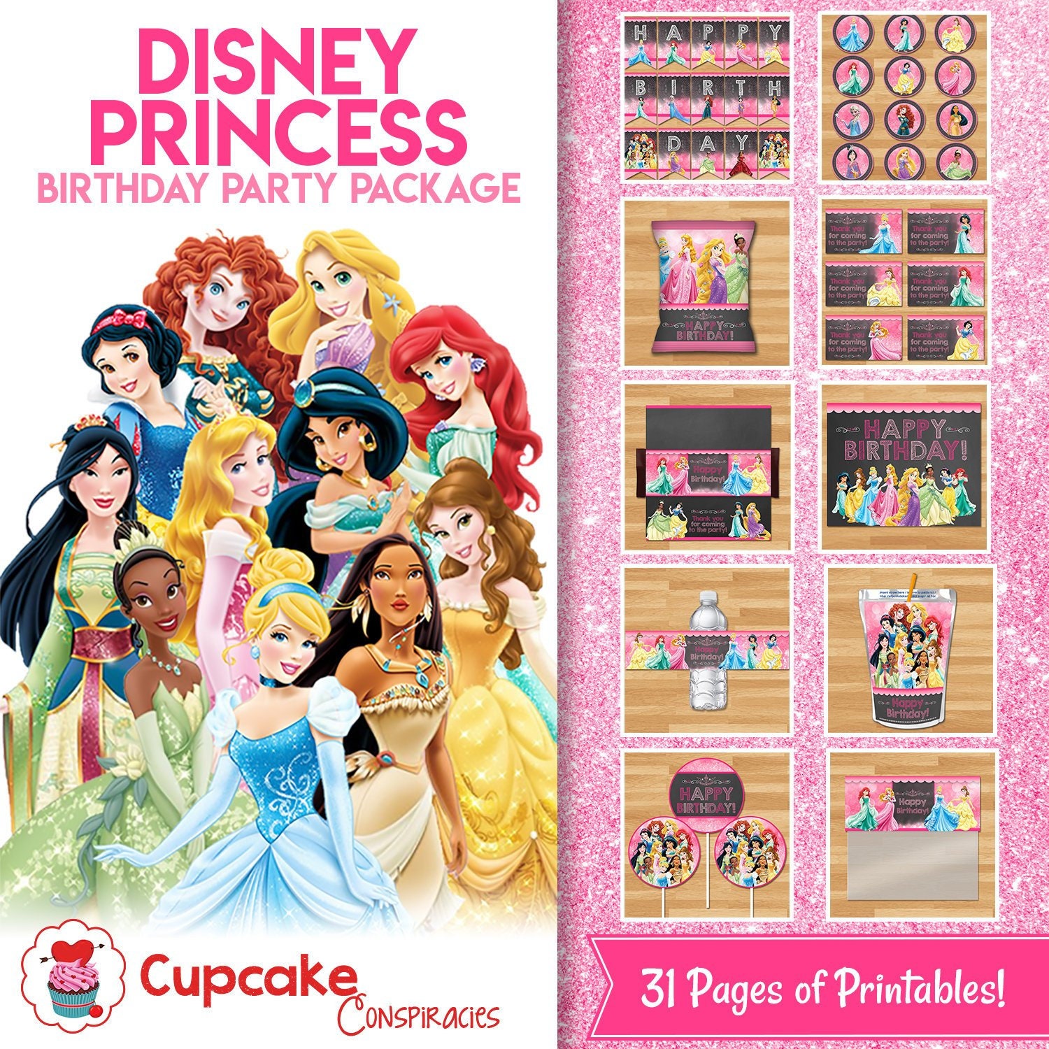 Disney Princess Party Package Disney Princess Birthday Party Etsy