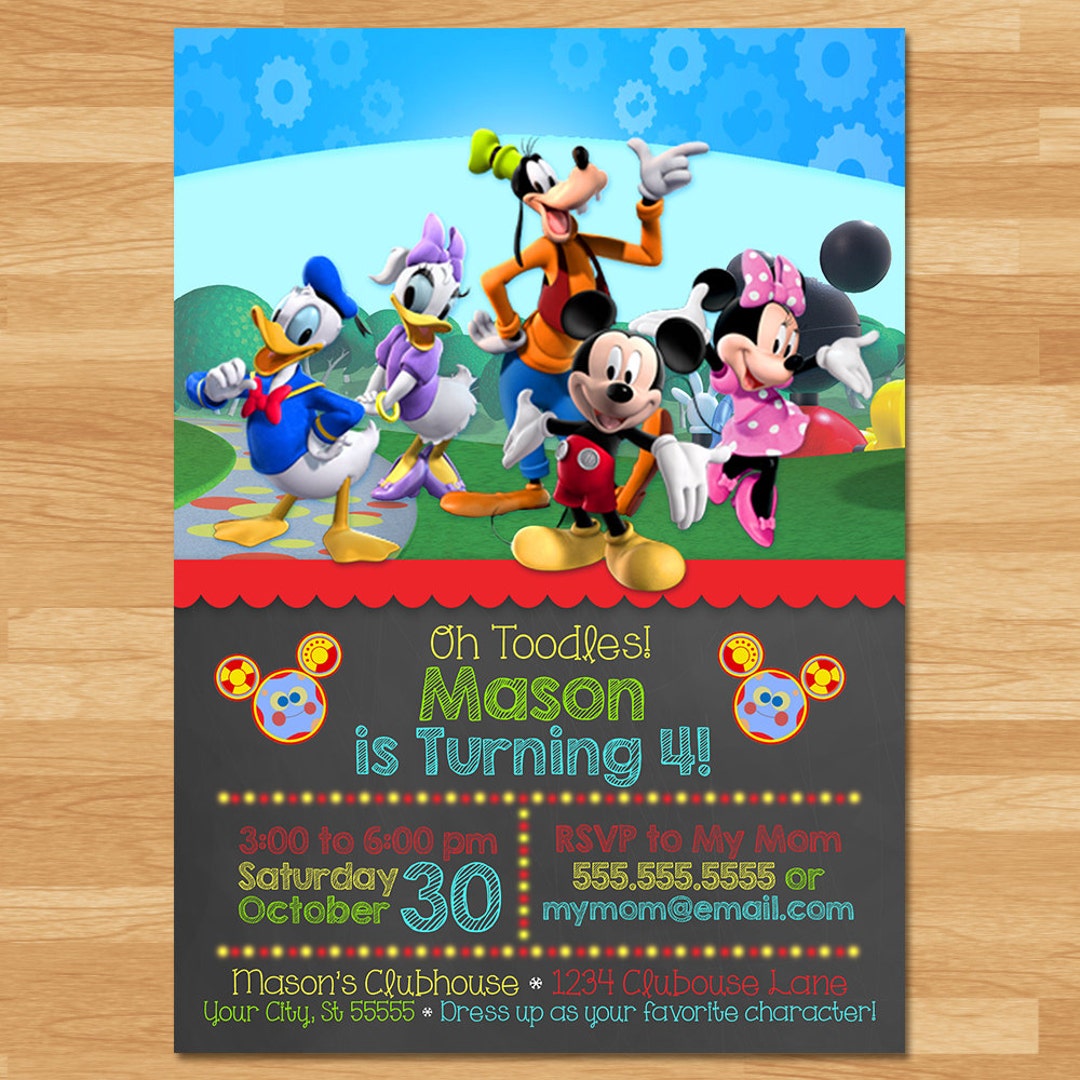 Mickey Mouse Clubhouse Invitation - Chalkboard - Mickey Mouse Invite ...
