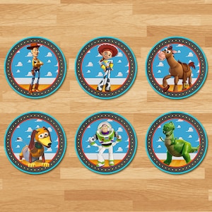 Toy Story Jessie & Bullseye Cupcake Toppers - Chalkboard - Toy Story Birthday Stickers - Jessie Cowgirl Printable Party Favor Tags 100770