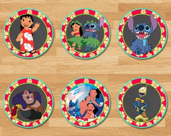 Lilo and Stitch Cupcake Toppers - Lilo and Stitch Stickers - Lilo and Stitch Party Favors - Lilo and Stitch Party Printables - 100613