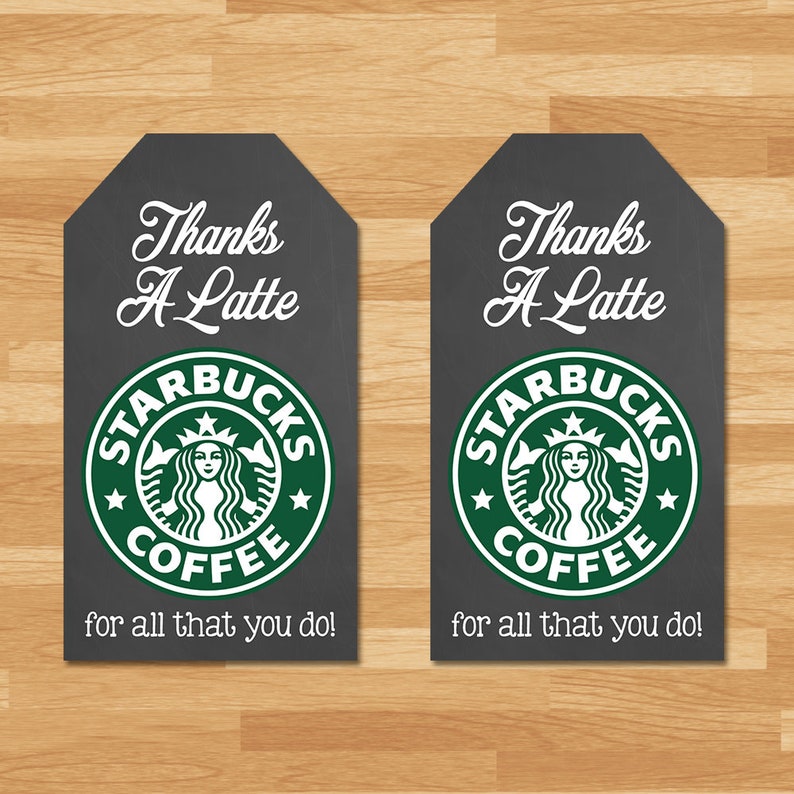 Starbucks Thank You Tag Thanks a Latte Thank You Tag Etsy