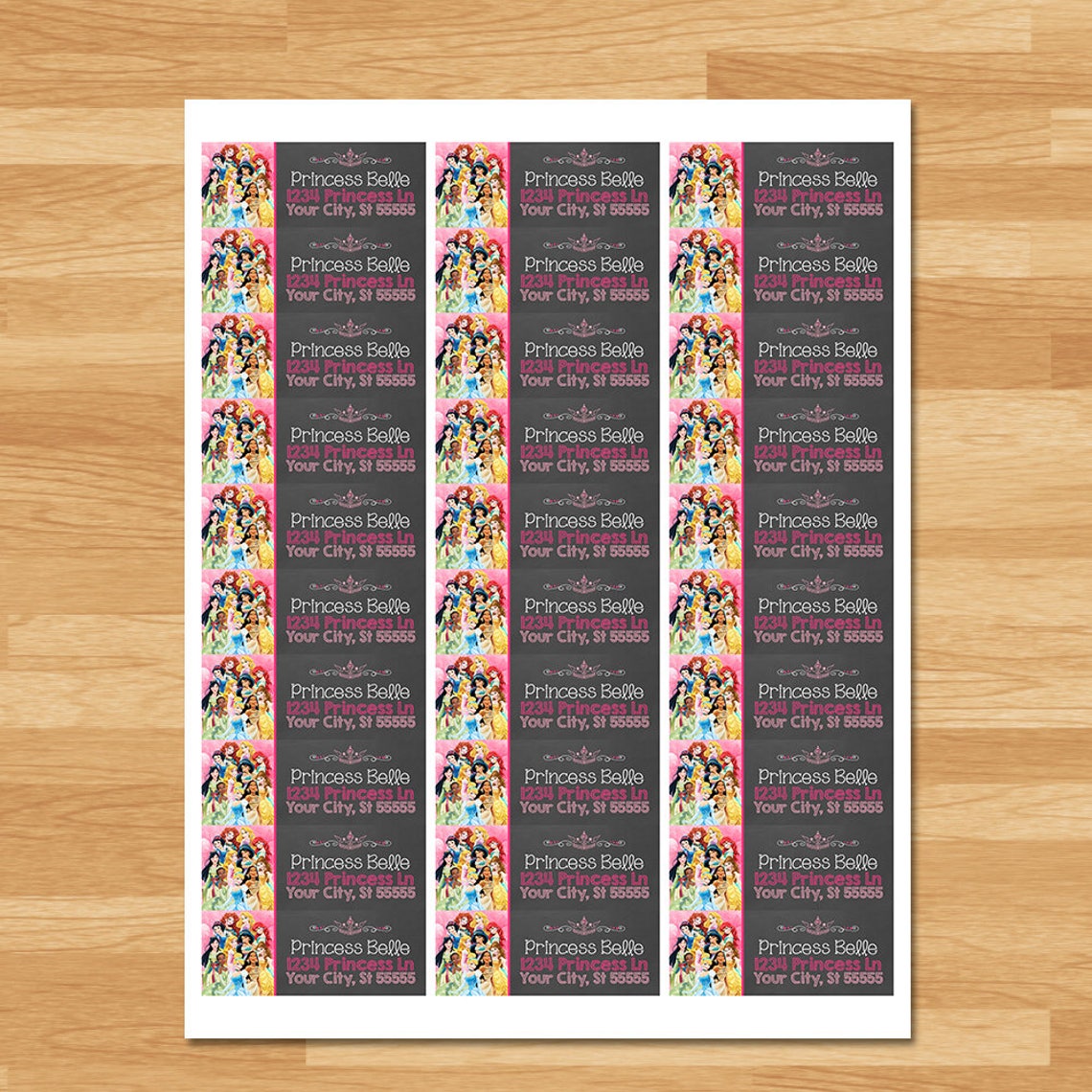 Disney Princess Return Address Labels Custom Princess Etsy