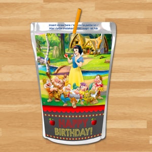 Snow White Capri Sun Labels - Snow White and 7 Dwarfs Drink Label - Princess Printables - Snow White Birthday Party Favors - 100443