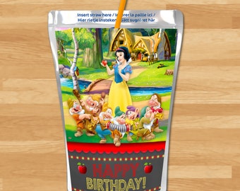 Snow White Capri Sun Labels - Snow White and 7 Dwarfs Drink Label - Princess Printables - Snow White Birthday Party Favors - 100443