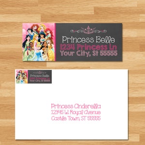 Disney Princess Return Address Labels - Custom - Princess Birthday Address Labels - Princess Birthday Party - Princess Printables - 100478