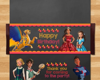 Elena of Avalor Candy Wrapper - Chalkboard - Elena Chocolate Bar Wrapper - Disney Princess Candy - Elena of Avalor Printable Party Favors