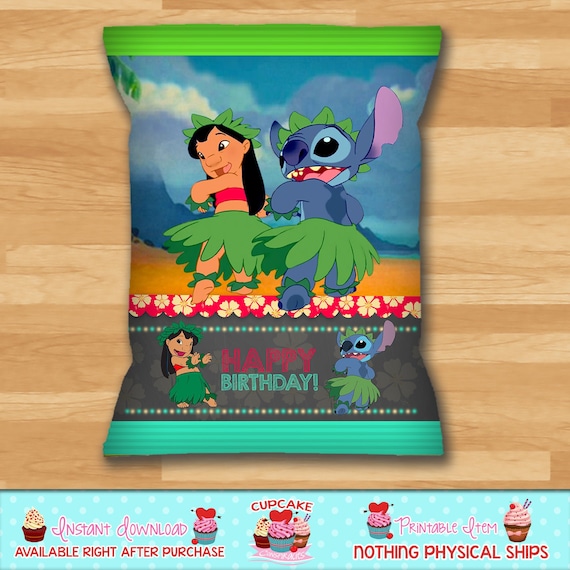 Lilo and Stitch Chip Bags, Lilo and Stitch Birthday , Lilo and Stitch Party  Favor, Personalized, Digital File 