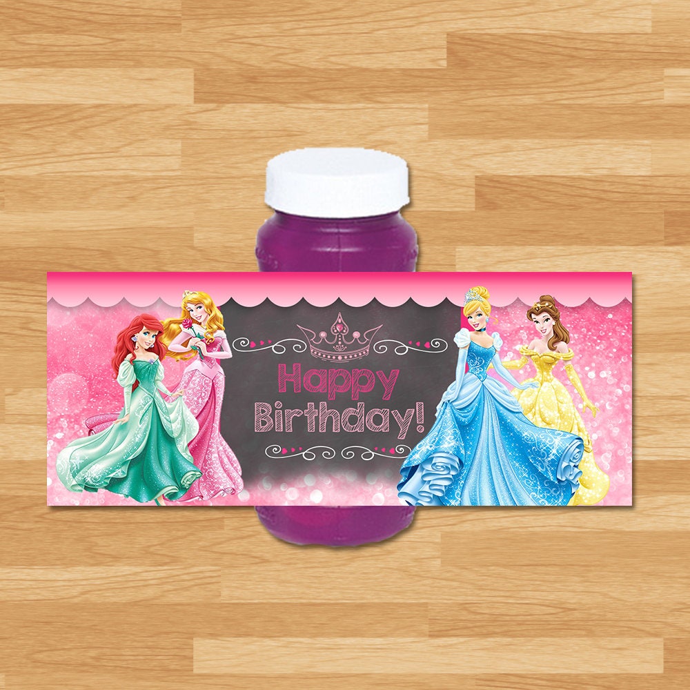 Disney Princess Bubble Labels - Disney Princess Bubble Bottle Wrap - Princess Bubbles - Princess Printables - Princess Favors 100478
