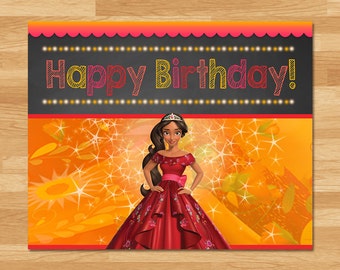 Elena of Avalor Birthday Sign - Chalkboard - Elena Happy Birthday Poster - Disney Princess Birthday - Elena of Avalor Printable Party Favors