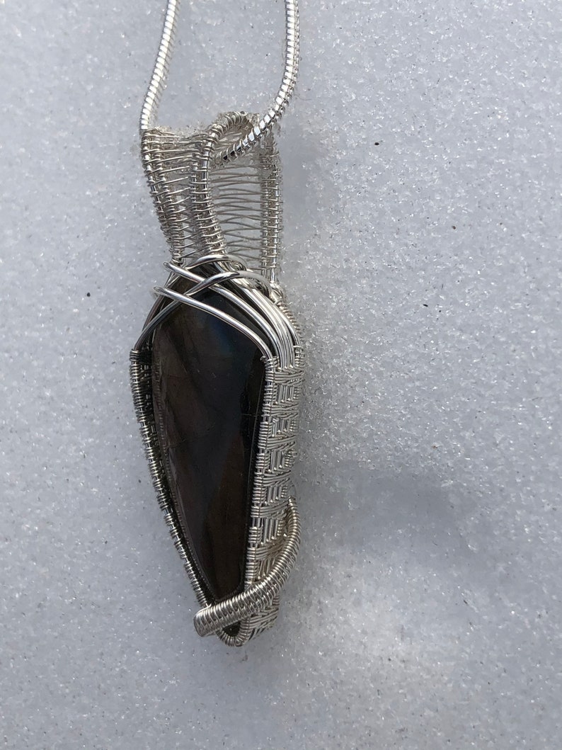 Purple flash Labradorite and Argentium necklace