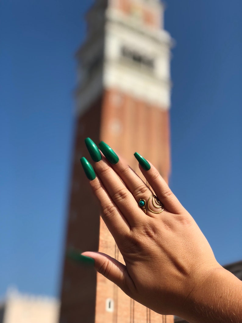 Shimmer Green Nails / Press On Long Ballerina Nails/ Press On Nails/ Coffin Nails/ Fake Nails/ False Nails/ Glue On Nails / Stiletto image 2