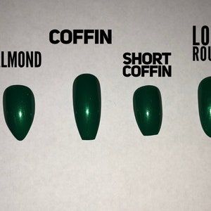 Shimmer Green Nails / Press On Long Ballerina Nails/ Press On Nails/ Coffin Nails/ Fake Nails/ False Nails/ Glue On Nails / Stiletto image 7