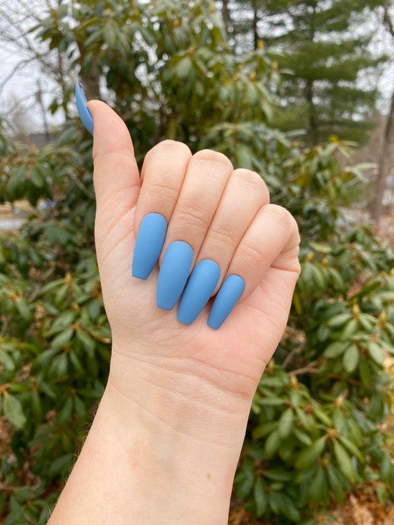 Baby Blue Nails False Nails Press On Nails Fake Nails Etsy
