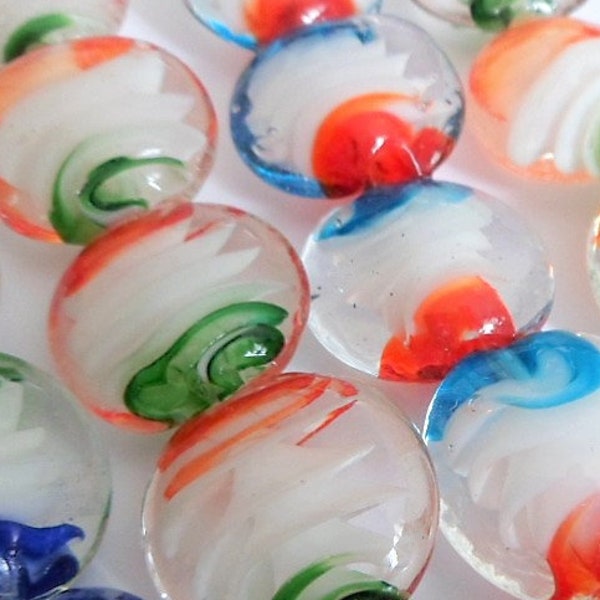 Flat and round Lampwork glass beads