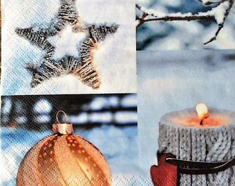 Serviette en papier motif Noël et hiver