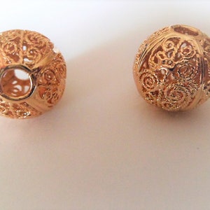 Gold plated large openwork beads image 3